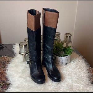 Bandolino black/brown leather riding knee high boots size 9